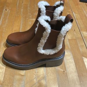 NWOT Calvin Klein Anissa Ankle Booties, Winter Sherpa Boots